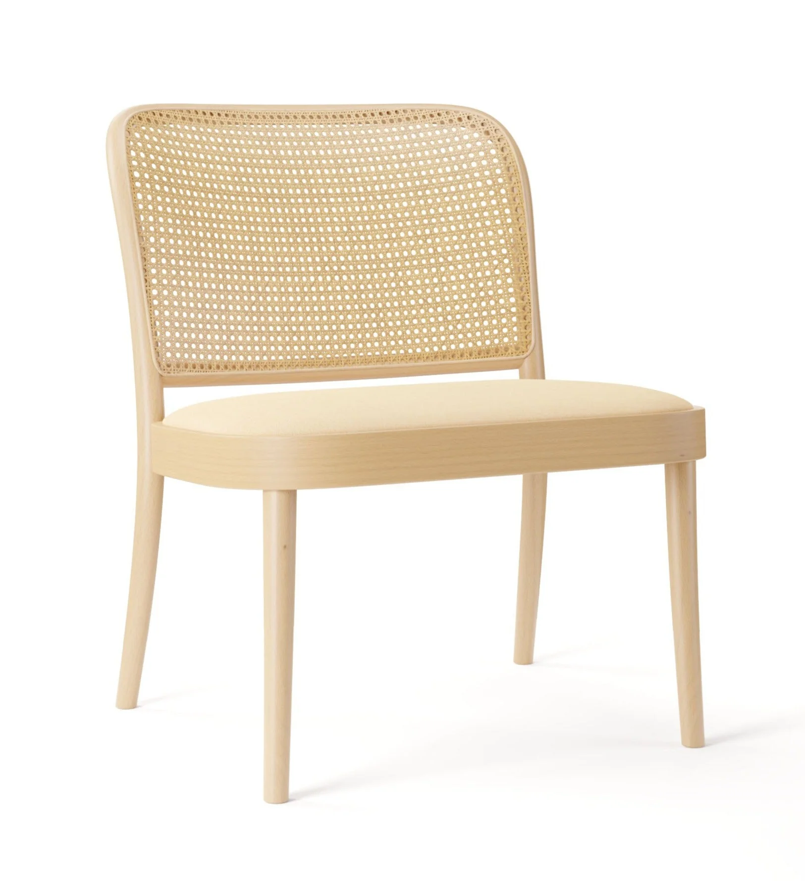 No. 811 Bentwood Lounge Chair by Ton - Upholstered Seat / Cane Back